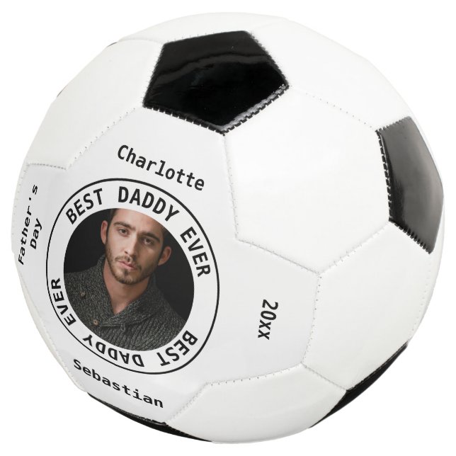 Best Daddy Fathers Day Photo Personalised Soccer Ball (Three Quarter)