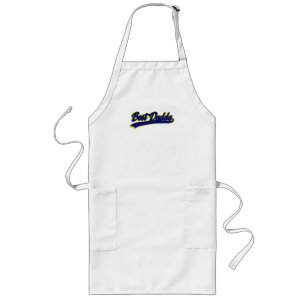 Best Daddy Retro Blue Yellow Typography Long Apron