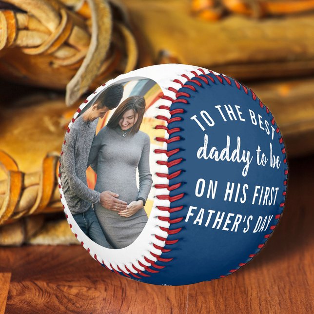Best Daddy to Be 2 Photo First Father's Day Blue Baseball (Creator Uploaded)