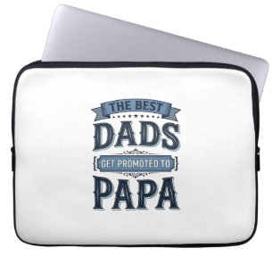 Best Dads Get Promoted to Papa Vintage Shirt Desig Laptop Sleeve