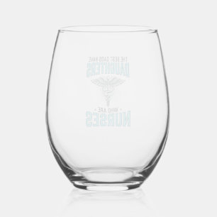 Best Dads Have Daughters Who Are Nurses Shirt Desi Stemless Wine Glass