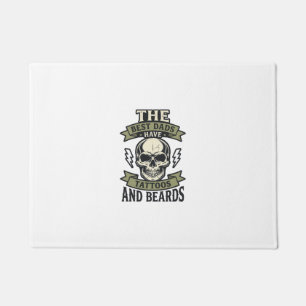 Best Dads Have Tattoos and Beards Skull Shirt_1 Doormat