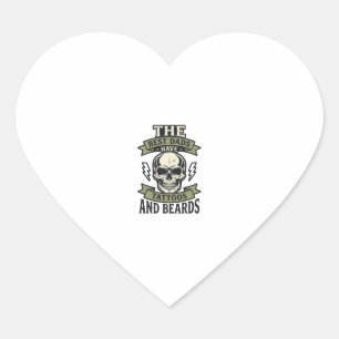 Best Dads Have Tattoos and Beards Skull Shirt_1 Heart Sticker