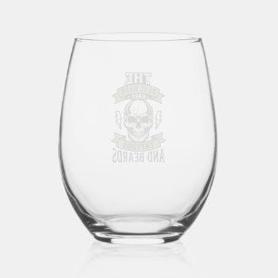 Best Dads Have Tattoos and Beards Skull Shirt_1 Stemless Wine Glass