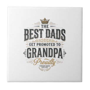 Best Dads Promoted to Grandpa Vintage Shirt Design Tile