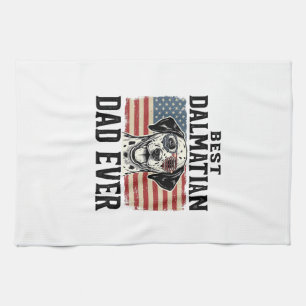 Best Dalmatian Dad Ever Patriotic Dog Shirt Design Tea Towel