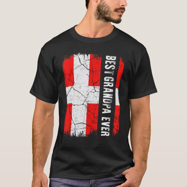 Best Danish Grandpa Ever Denmark Flag Father's Day T-Shirt (Front)