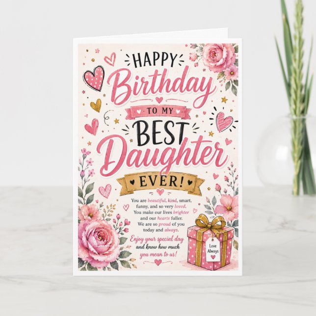 Best Daughter Ever Birthday Card  (Front)