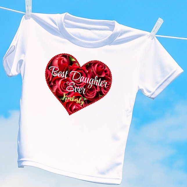 Best Daughter Ever Modern Red Heart Mothers Day   T-Shirt (Creator Uploaded)