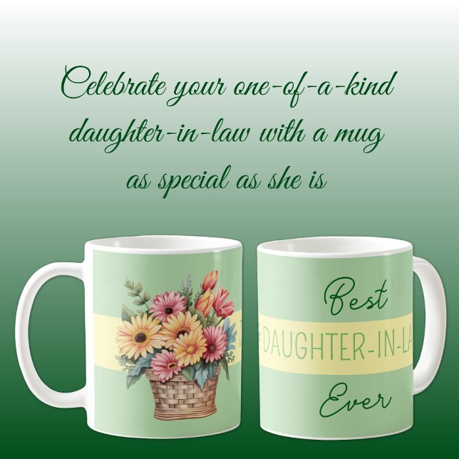 Best daughter-in-law ever gerbera flowers green coffee mug (Creator Uploaded)