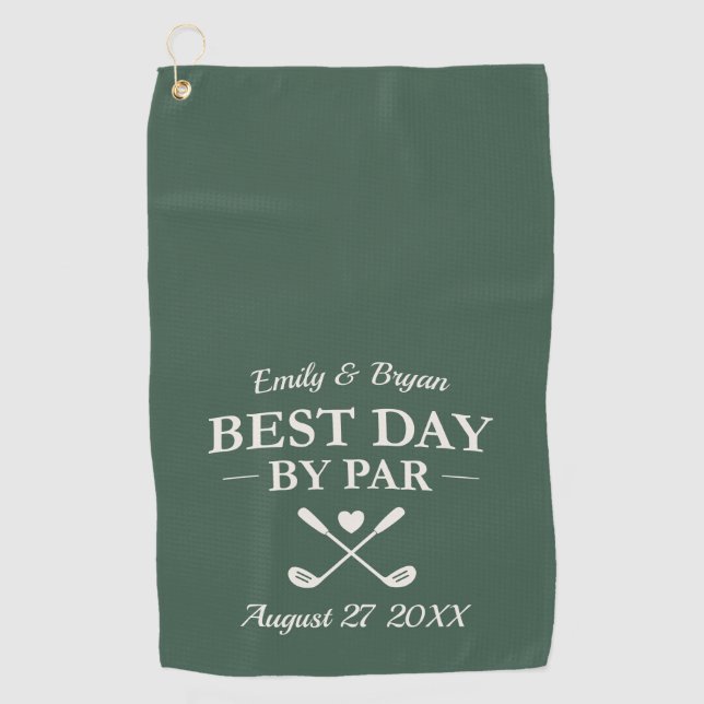 Best Day by Par Personalized Wedding Golf Towel (Front)