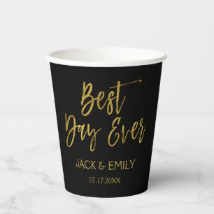 Best Day Ever Black and Gold Foil Paper Cups