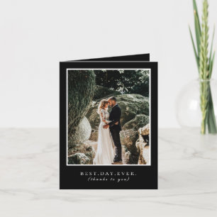 Best Day Ever Black Wedding Photo Thank You Card