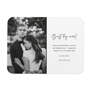 Best Day Ever Black White Wedding Photo Thank You Magnet