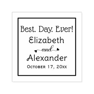 Best. Day. Ever! Bride Groom Names Typography Self-inking Stamp