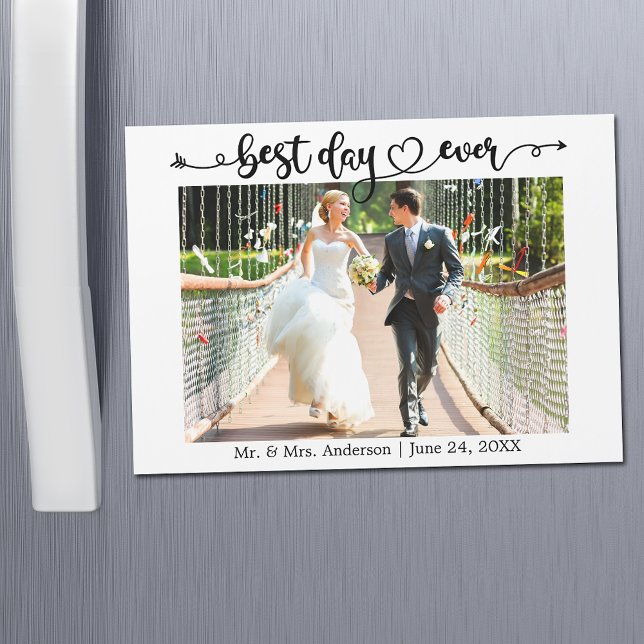 Best Day Ever Calligraphy Heart Magnet Card (Customize to change your personalized text size or text style.)