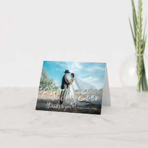 Best Day Ever Chic Wedding Thank You Photo Card
