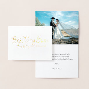 Best Day Ever Chic Wedding Thank You Photo Foil Card