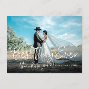 Best Day Ever Chic Wedding Thank You Photo Postcard