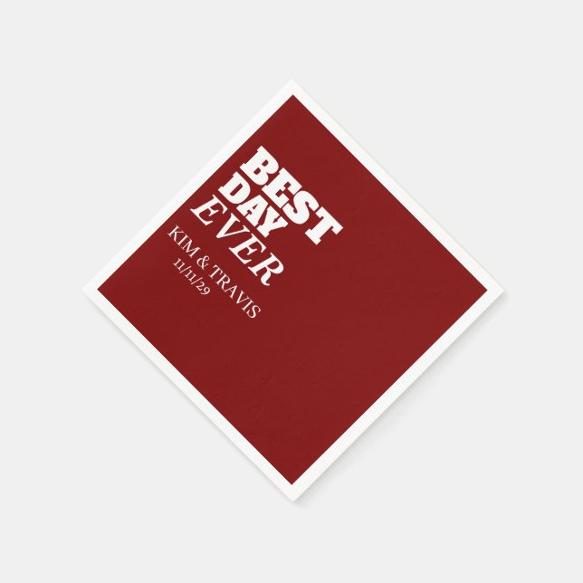 BEST DAY EVER CUSTOMIZED NAME & TEXT WEDDING  NAPKIN (Corner)