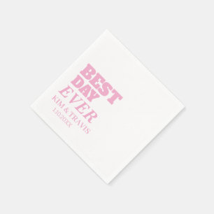 BEST DAY EVER CUSTOMIZED NAME & TEXT WEDDING WHITE NAPKIN