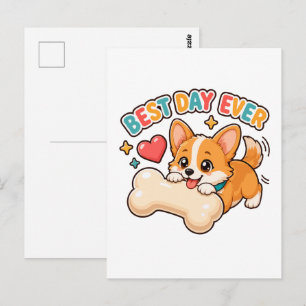 Best Day Ever Cute Corgi Puppy Postcard