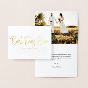 Best Day Ever Cute Wedding Thank You Photo Foil Foil Card