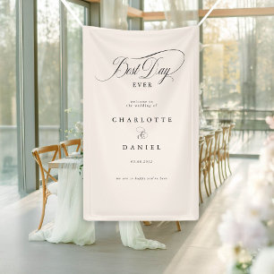 BEST DAY EVER!  Elegant, Beige Wedding Banner