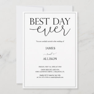 best day ever Elegant Minimalist Simple Wedding  Invitation