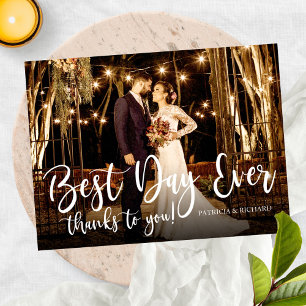 Best Day Ever Elegant Photo Wedding Thank You Postcard