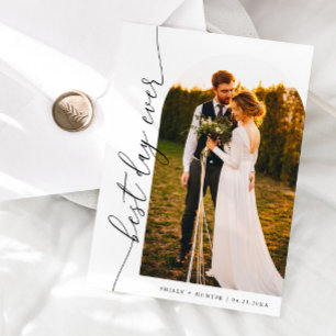 Best Day Ever Elegant Script Wedding Photo Thank You Card