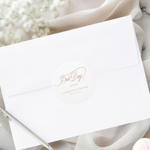 BEST DAY EVER!  Elegant, Wedding  Classic Round Sticker