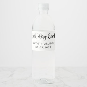 best day ever elegant wedding favour hand fan water bottle label