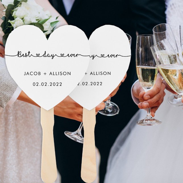 best day ever elegant  wedding favour modern  hand fan (Creator Uploaded)