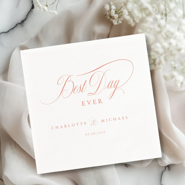 BEST DAY EVER!  Elegant, Wedding Napkin (BEST DAY EVER! Elegant, modern, minimal Wedding Napkins)