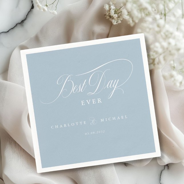 BEST DAY EVER!  Elegant, Wedding Napkin (BEST DAY EVER! Elegant, Wedding Napkin with your name and date.)