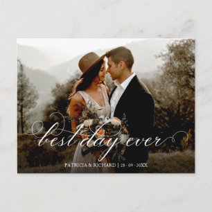 Best Day Ever Elegant Wedding Thank You Photo Postcard