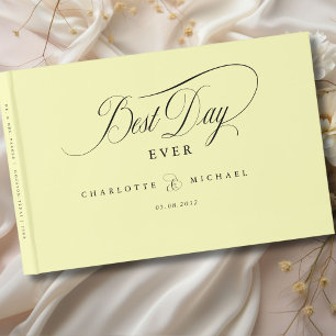 BEST DAY EVER!  Elegant, Yellow, Wedding Guest Book