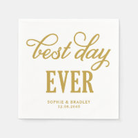 Best Day Ever Gold Modern Calligraphy Wedding