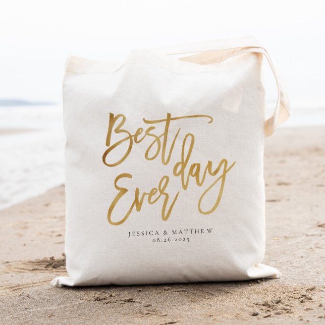 Best day ever, Gold Personalised Welcome Tote Bag (Creator Uploaded)