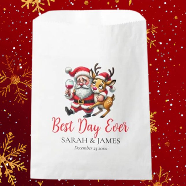 Best Day Ever Merry Christmas Greetings Santa Favour Bags (Spread joy this holiday season with Brett Designs' "Best Day Ever" Merry Christmas greetings  )