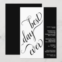 Best Day Ever Minimal 2 Pane Black & White Wedding