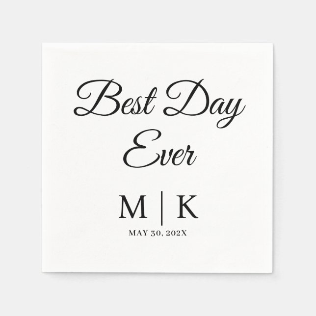 Best  Day Ever Minimal and Chic | Wedding Napkins (Front)