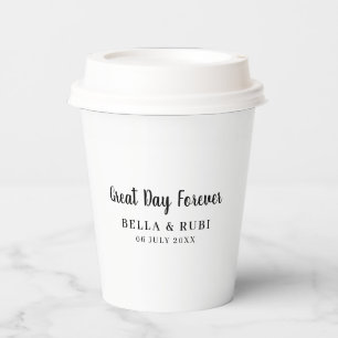 Best Day Ever Minimal White Wedding Design Paper Cups