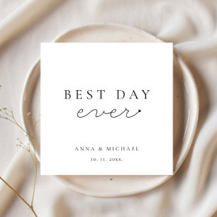 Best Day Ever Minimalist Elegant Script Wedding Napkin