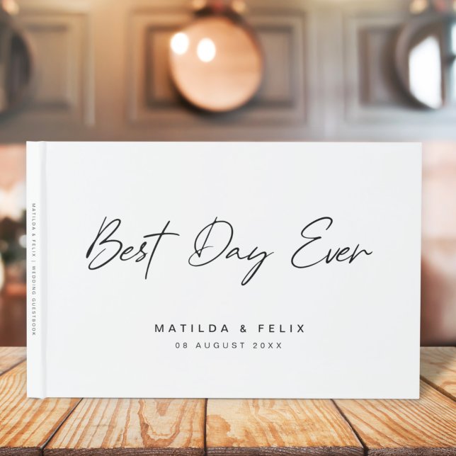 Best Day Ever | Minimalist White Wedding Day Guest Book (Creator Uploaded)