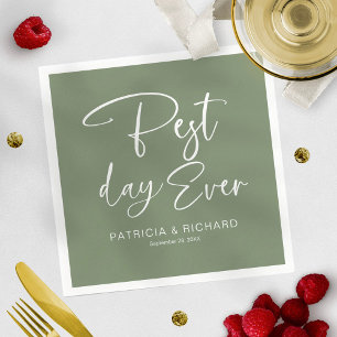 Best Day Ever Modern Calligraphy Wedding  Napkin