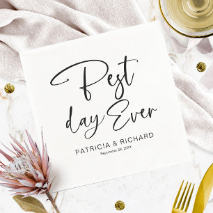 Best Day Ever Modern Calligraphy Wedding  Napkin