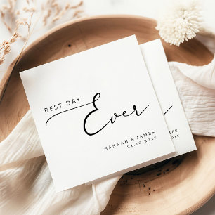 Best Day Ever Modern Elegant Calligraphy Wedding   Napkin