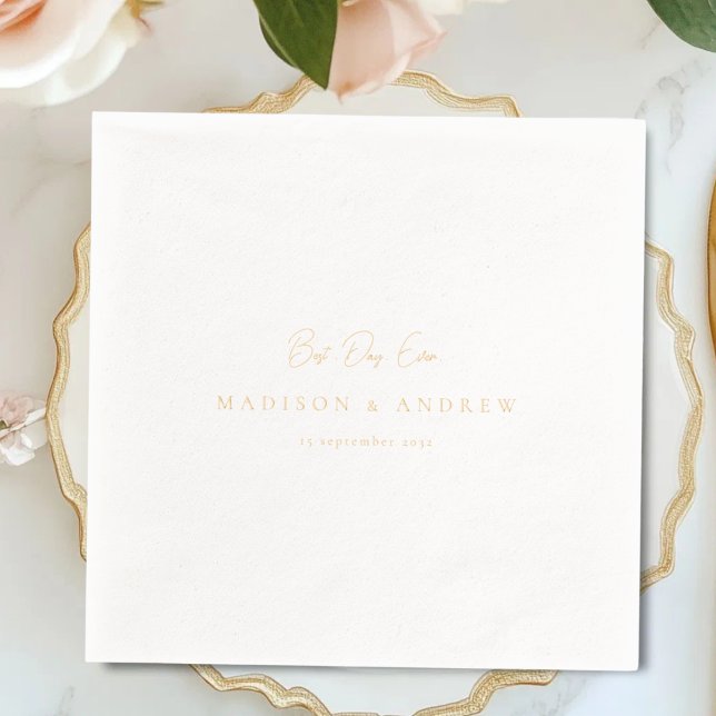 BEST DAY EVER! Modern Minimal Wedding Foil Napkins (Best Day Ever! Elegant Wedding Foil Napkins)